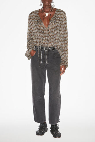 Advika-top i muslin med print