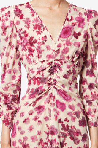 Albini lang kjole i stretch-silke med print