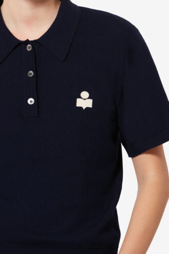 Althea polo i bomulls- og ullblanding med logo Althea polo i bomulls- og ullblanding med logo
