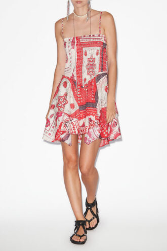 Anka smocked kjole i bomullsvoile med print Anka smocked kjole i bomullsvoile med print