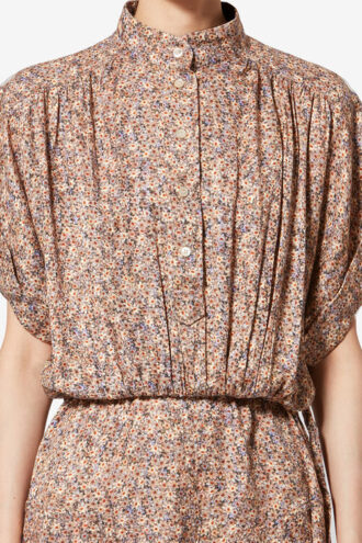 Ansley lang blomstret silkekjole i jacquard