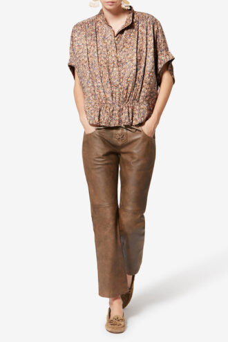 Azalea blomstret silke-jacquard-bluse Azalea blomstret silke-jacquard-bluse