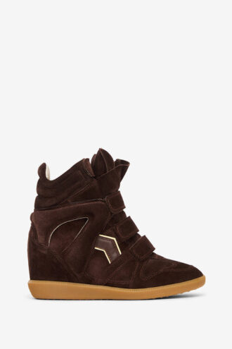 Bekett sneakers med kilehæl i semsket skinn