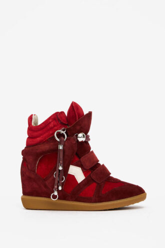 Bekett sneakers med kilehæl i semsket skinn