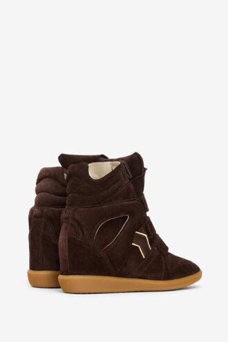 Bekett sneakers med kilehæl i semsket skinn