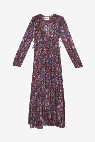 Briane lang kjole i crepe med print Briane lang kjole i crepe med print