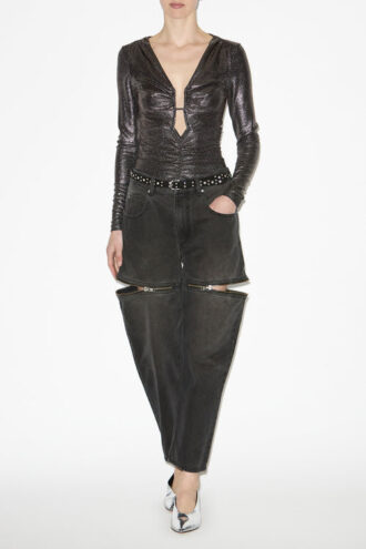 Buffy drapert metallisk topp