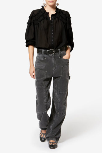 Christa bomullsbluse med rynk