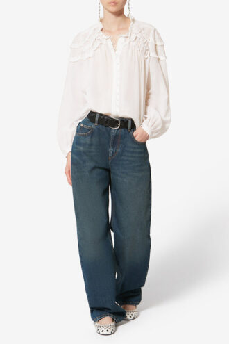 Christa bomullsbluse med rynk