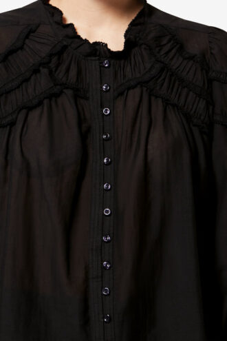 Christa bomullsbluse med rynk