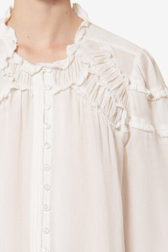 Christa bomullsbluse med rynk