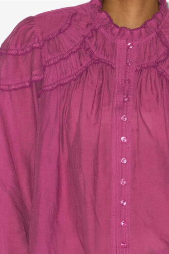 Christa bomullsbluse med rynk