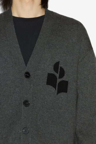 Curtis cardigan i ull og bomull med logo