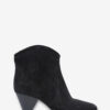Darizo høyhælte cowboyboots i semsket kalveskinn