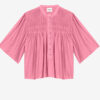 Destiny smockbluse i ensfarget bomullsvoile Destiny smockbluse i ensfarget bomullsvoile
