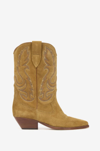 Duerto broderte cowboyboots i semsket kalveskinn