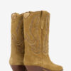Duerto broderte cowboyboots i semsket kalveskinn