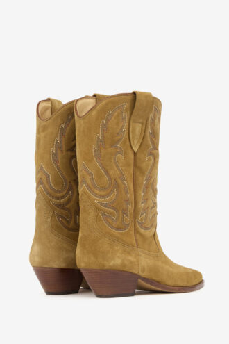 Duerto broderte cowboyboots i semsket kalveskinn