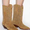 Duerto broderte cowboyboots i semsket kalveskinn