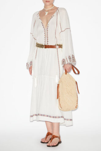 Florenza lang brodert gasbindkjole
