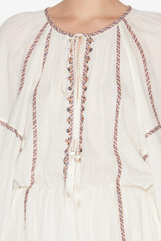 Florenza lang brodert gasbindkjole
