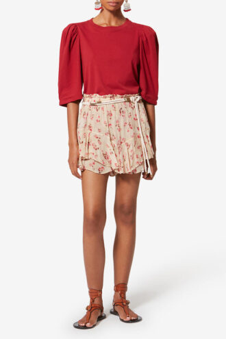 Flytende shorts i trykt musselin Flytende shorts i trykt musselin