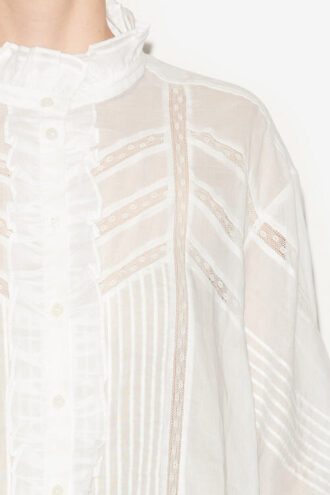 Gaia-bluse i ensfarget bomullsvoile Gaia-bluse i ensfarget bomullsvoile