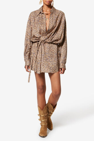Harmony blomstret silkekjole i jacquard