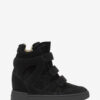 Høye sneakers med kilehæl i skinn