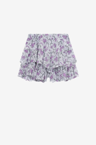 Jocadia shorts med volanger i bomullsvoile med trykk