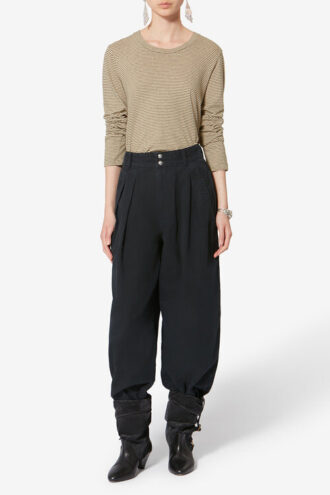 Kaaron Striped bomulls- og lin-T-skjorte