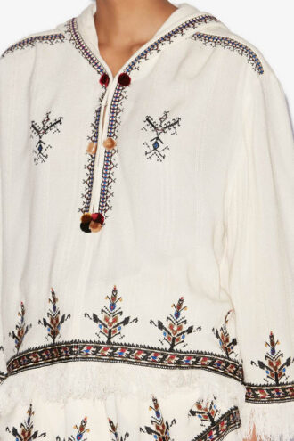 Kameya brodert topp i gasbind
