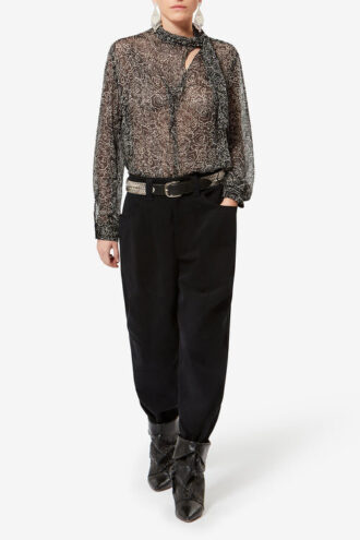Leona-bluse i trykt musselin