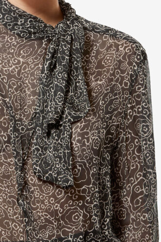 Leona-bluse i trykt musselin