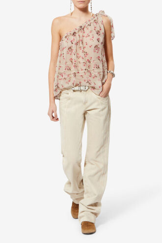 Loeva Asymmetrisk trykt muslin-top Loeva Asymmetrisk trykt muslin-top