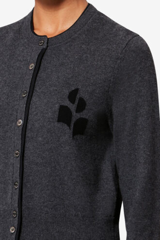 Lona tofarget cardigan i bomull og ull