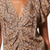 Lonea drapert blomstermønstret silkejacquard-top Lonea drapert blomstermønstret silkejacquard-top