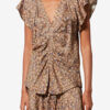 Lonea drapert blomstermønstret silkejacquard-top Lonea drapert blomstermønstret silkejacquard-top