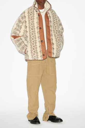 Madeo Vendbar jakke i shearling-stil med trykk