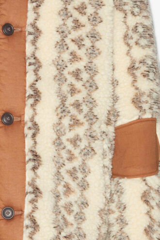 Madeo Vendbar jakke i shearling-stil med trykk