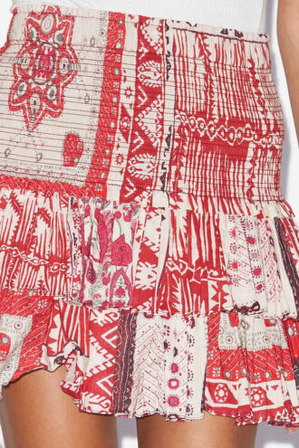 Naomi smocked bomullsvoile skjørt med bandana-trykk Naomi smocked bomullsvoile skjørt med bandana-trykk
