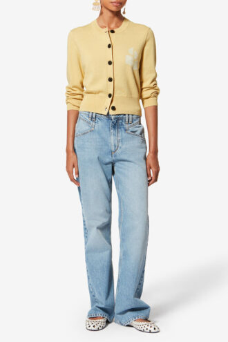 Newton cardigan i bomull og ull med logo