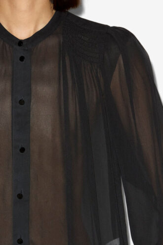 Noeline-bluse i trykt krepp Noeline-bluse i trykt krepp