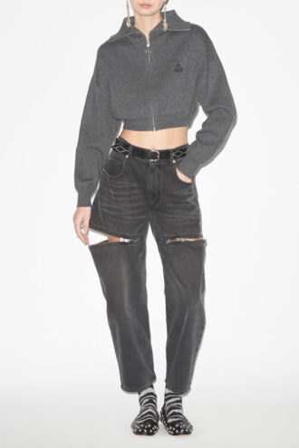 Oxane kort cardigan i ensfarget strikk Oxane kort cardigan i ensfarget strikk
