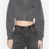 Oxane kort cardigan i ensfarget strikk