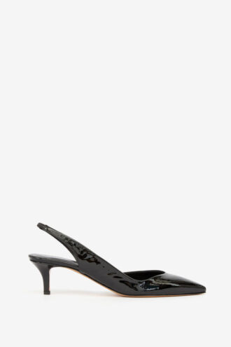 Padim høyhælte slingback-pumps i lakkskinn
