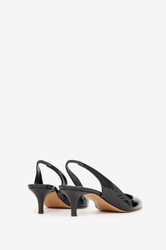 Padim høyhælte slingback-pumps i lakkskinn