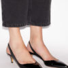 Padim høyhælte slingback-pumps i lakkskinn
