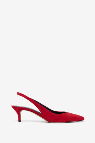 Padim høyhælte slingback-pumps i semsket skinn