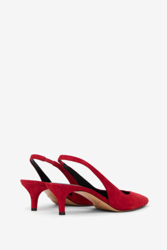 Padim høyhælte slingback-pumps i semsket skinn